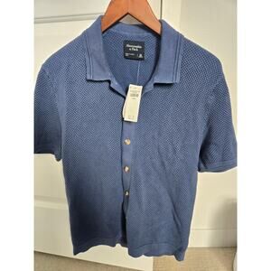 Abercrombie & Fitch Textured Sweater Polo Button Up Blue XS Men